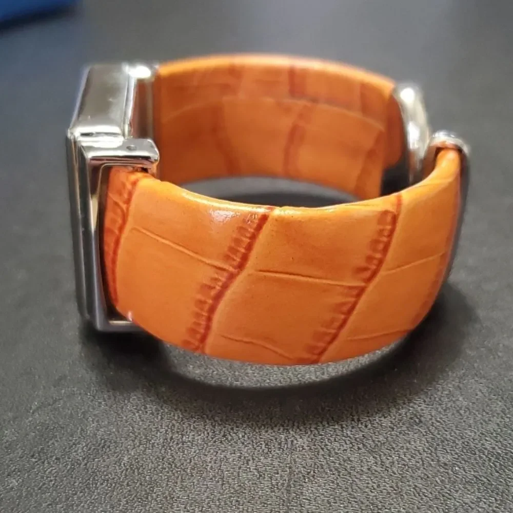 Avon wide cuff watch paprika silver tone IOB Needs Battery